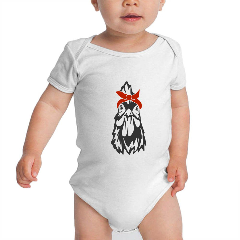 Chicken Rooster Hen Flag Bandana Baby Bodysuit by JRartStd | Artistshot