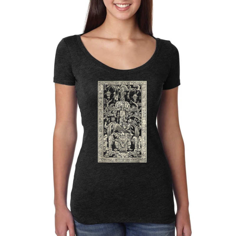 King Pakal's Spaceship, Mayan Time Traveler Ancient Carving Women's Triblend Scoop T-shirt by MindyLeeLucas | Artistshot