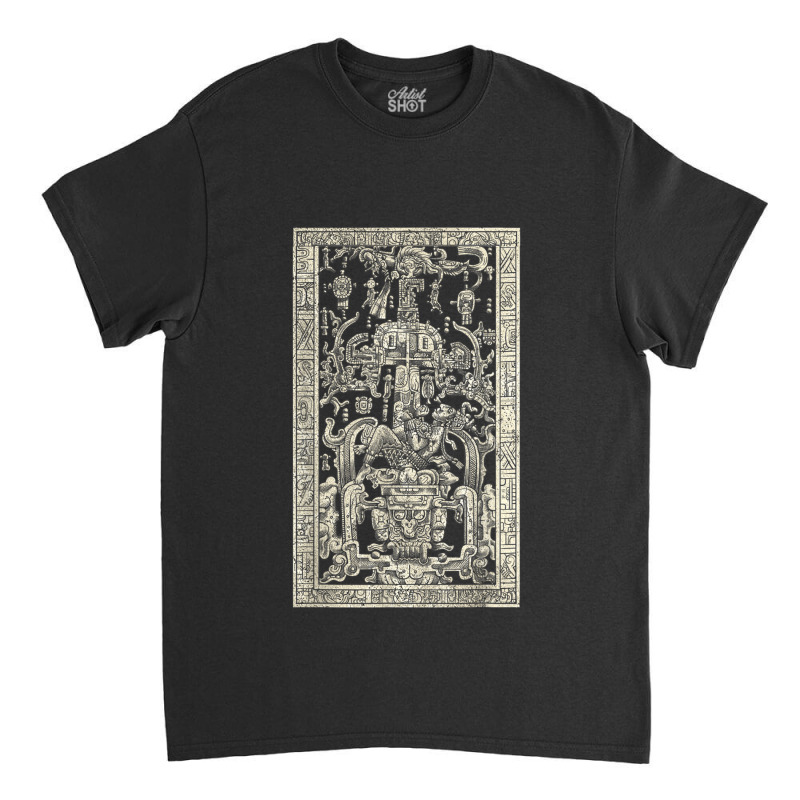 King Pakal's Spaceship, Mayan Time Traveler Ancient Carving Classic T-shirt by MindyLeeLucas | Artistshot