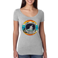 Astronaut And Retro Rainbow Women's Triblend Scoop T-shirt | Artistshot