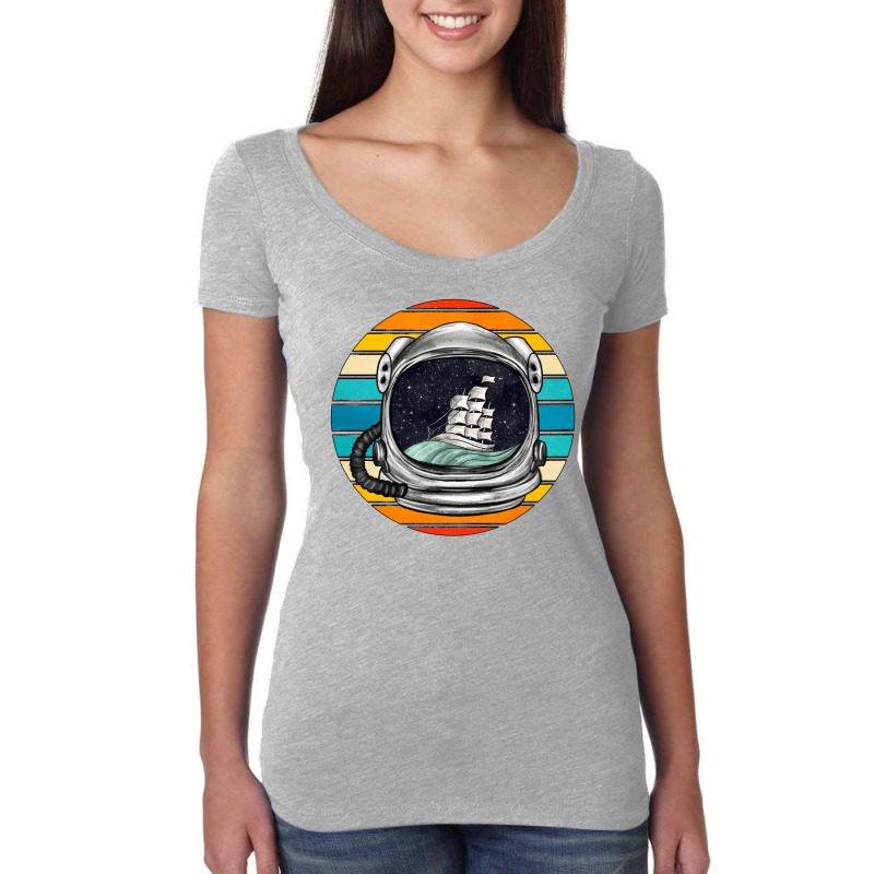 Astronaut And Retro Rainbow Women's Triblend Scoop T-shirt | Artistshot