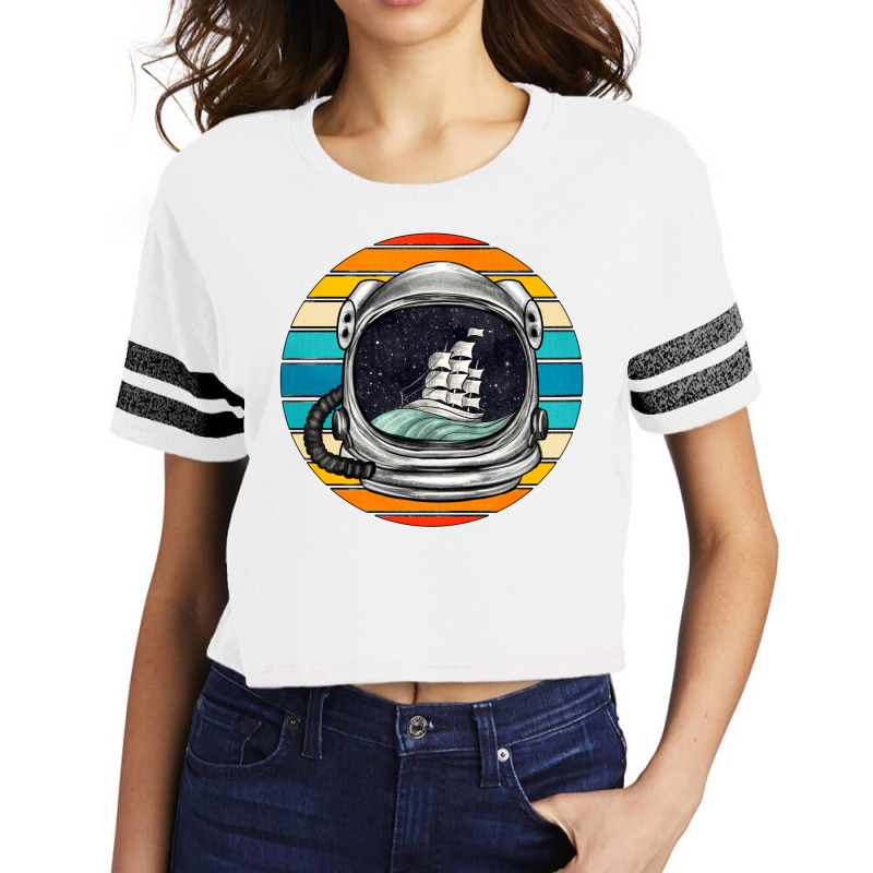 Astronaut And Retro Rainbow Scorecard Crop Tee | Artistshot