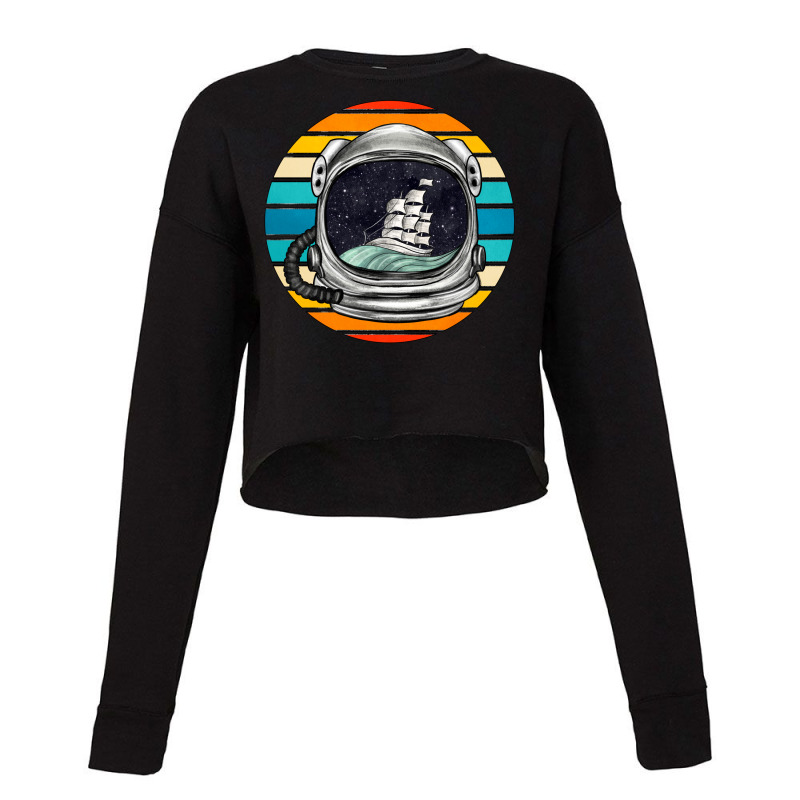 Astronaut And Retro Rainbow Cropped Sweater | Artistshot