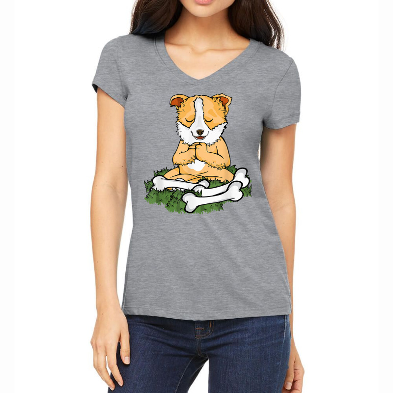 Meditating Dog Lover Yoga Women Corgi Dog Meditation T Shirt Women's V-Neck T-Shirt by nasson | Artistshot