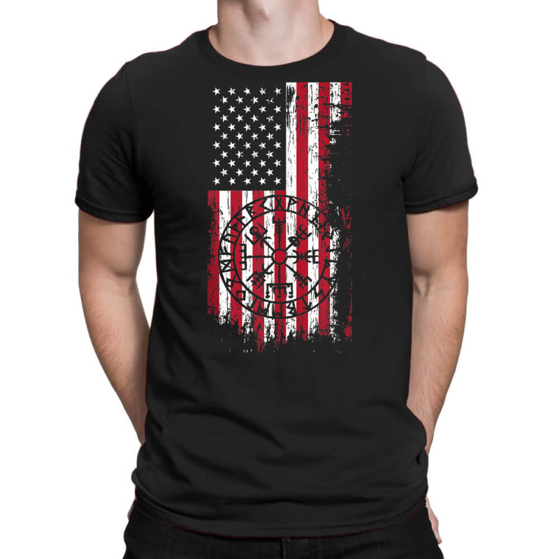 Retro American Flag Viking Vegvisir Nordic Celtic Compass Tank Top T-Shirt by zaeske | Artistshot