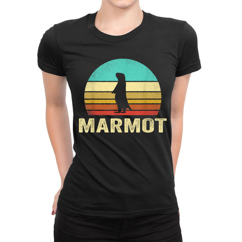 Vintage Marmot Sunset Ladies Fitted T-Shirt by DarionMurray | Artistshot