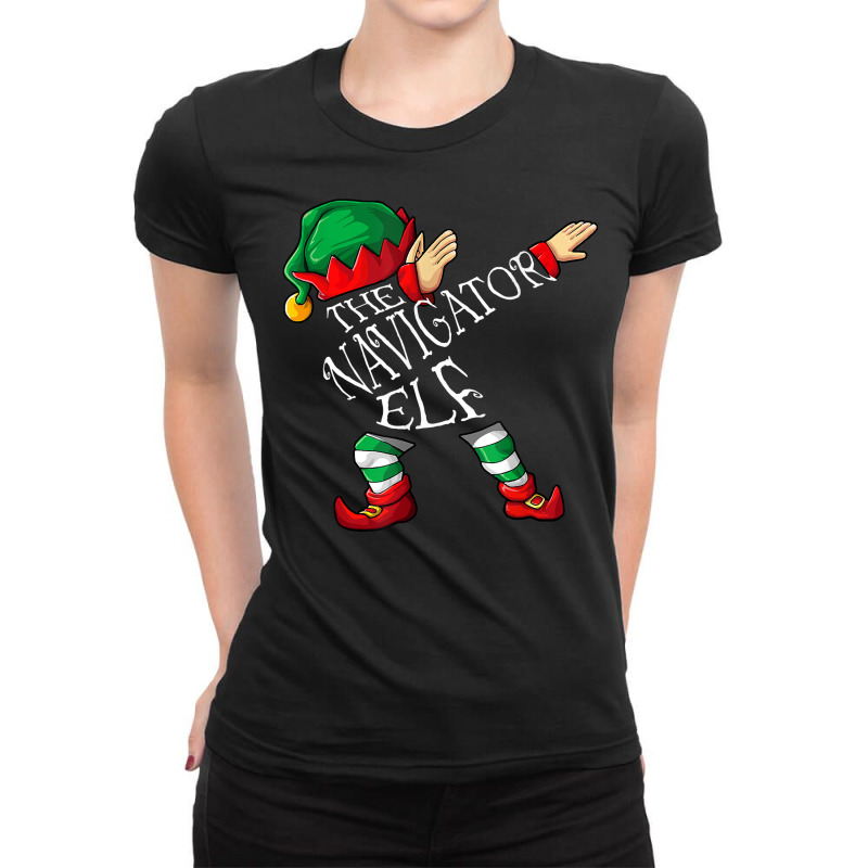 Dabbing Navigator Elf Christmas T Shirt Ladies Fitted T-Shirt by nejnda | Artistshot