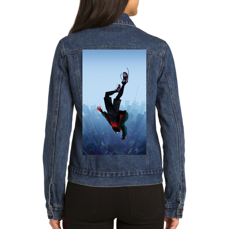 Miles Morales Jump Ladies Denim Jacket by Ruthuhgf | Artistshot