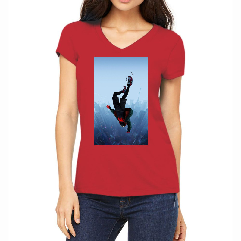 Miles Morales Jump Women's V-Neck T-Shirt by Ruthuhgf | Artistshot