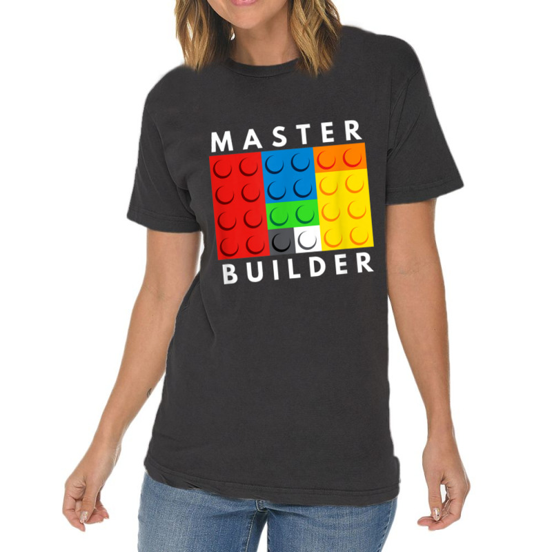 Master Builder Building Blocks Brick Builders Toys Gift Vintage T-shirt | Artistshot