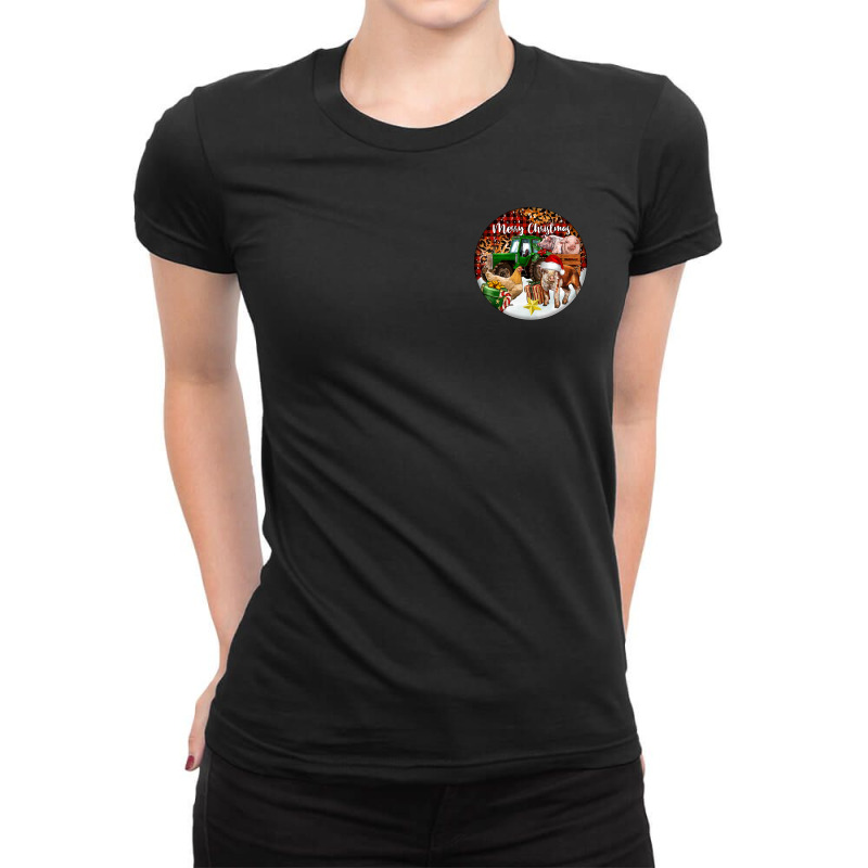 Merry Christmas Farm Animals Ladies Fitted T-Shirt by FaDigitalArtStudio | Artistshot