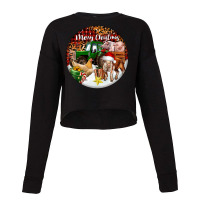 Merry Christmas Farm Animals Cropped Sweater | Artistshot