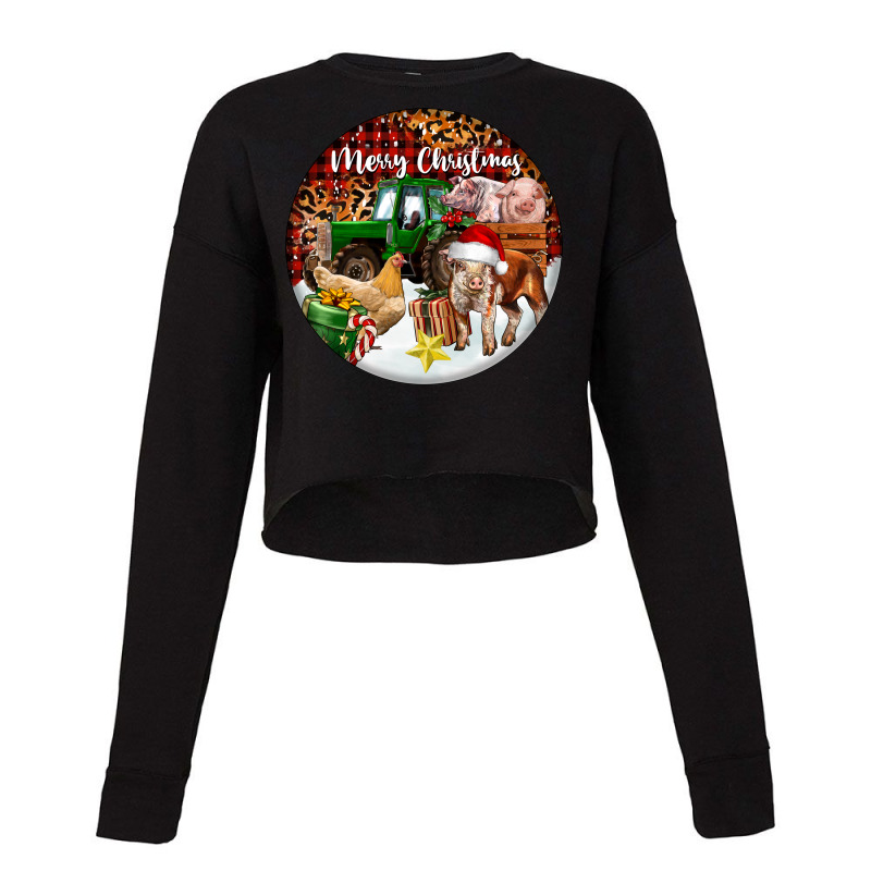 Merry Christmas Farm Animals Cropped Sweater by FaDigitalArtStudio | Artistshot