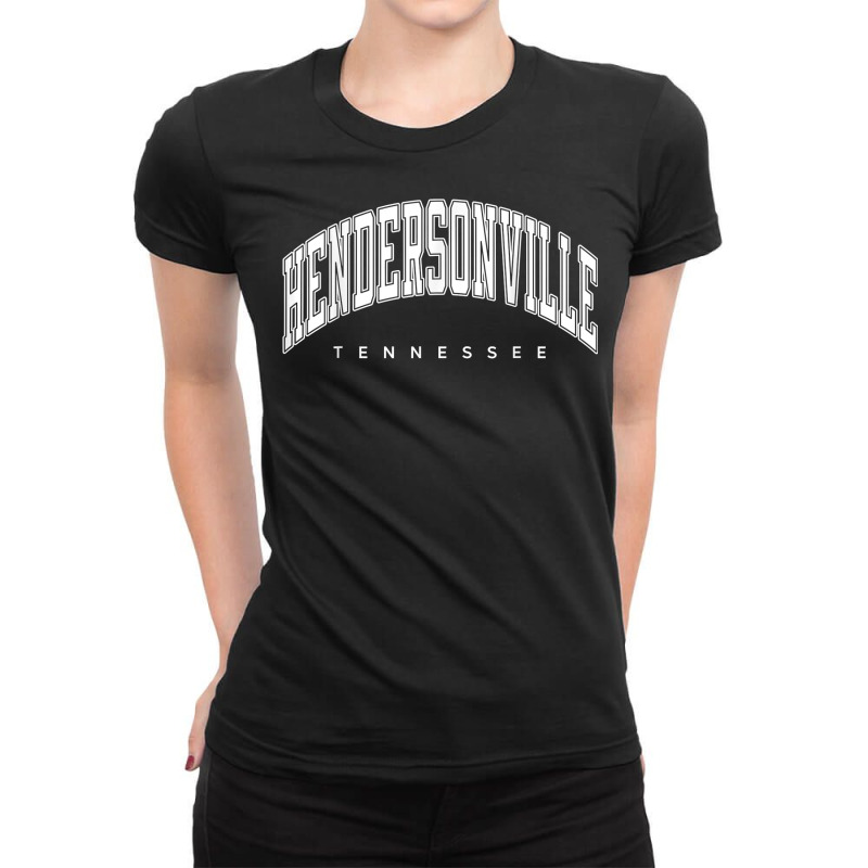 Hendersonville Tennessee Tn Varsity Style White Text T Shirt Ladies Fitted T-Shirt by tzecluco | Artistshot