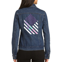 Grunge Teal Pink Purple Ribbons American Flag Nobody Fights T Shirt Ladies Denim Jacket | Artistshot