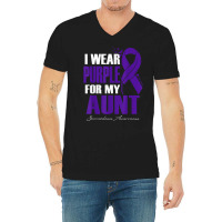 I Wear Purple For My Aunt Sarcoidosis Awareness Feather T Shirt V-neck Tee | Artistshot