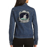 Astronaut And Ship Ladies Denim Jacket | Artistshot