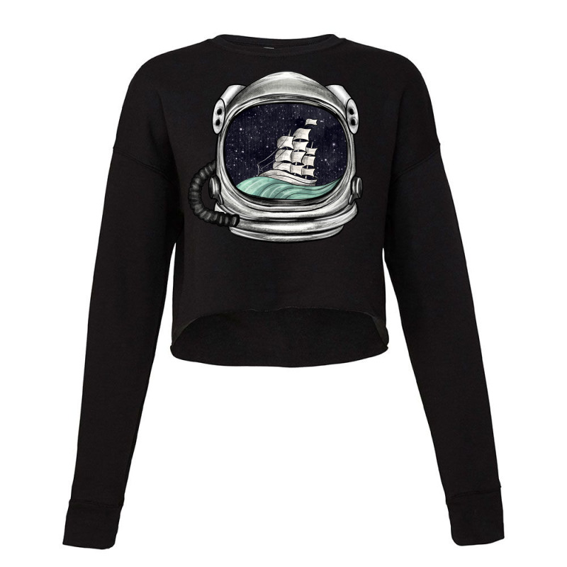 Astronaut And Ship Cropped Sweater | Artistshot