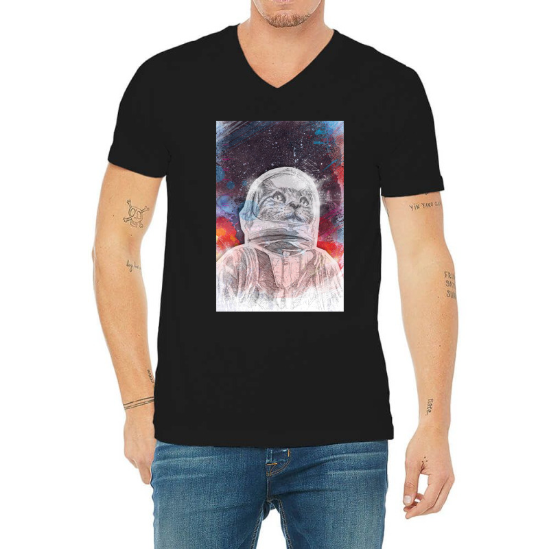 Space Cat V-Neck Tee by joyo bobs | Artistshot