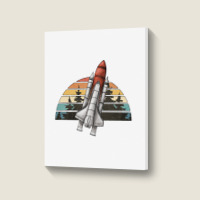 Spaceship Retro Rainbow Portrait Canvas Print | Artistshot