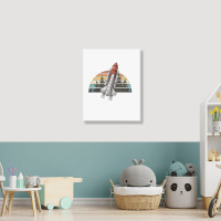 Spaceship Retro Rainbow Portrait Canvas Print | Artistshot