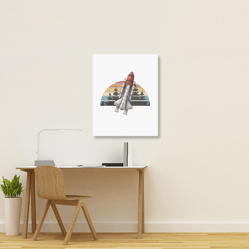 Spaceship Retro Rainbow Portrait Canvas Print | Artistshot