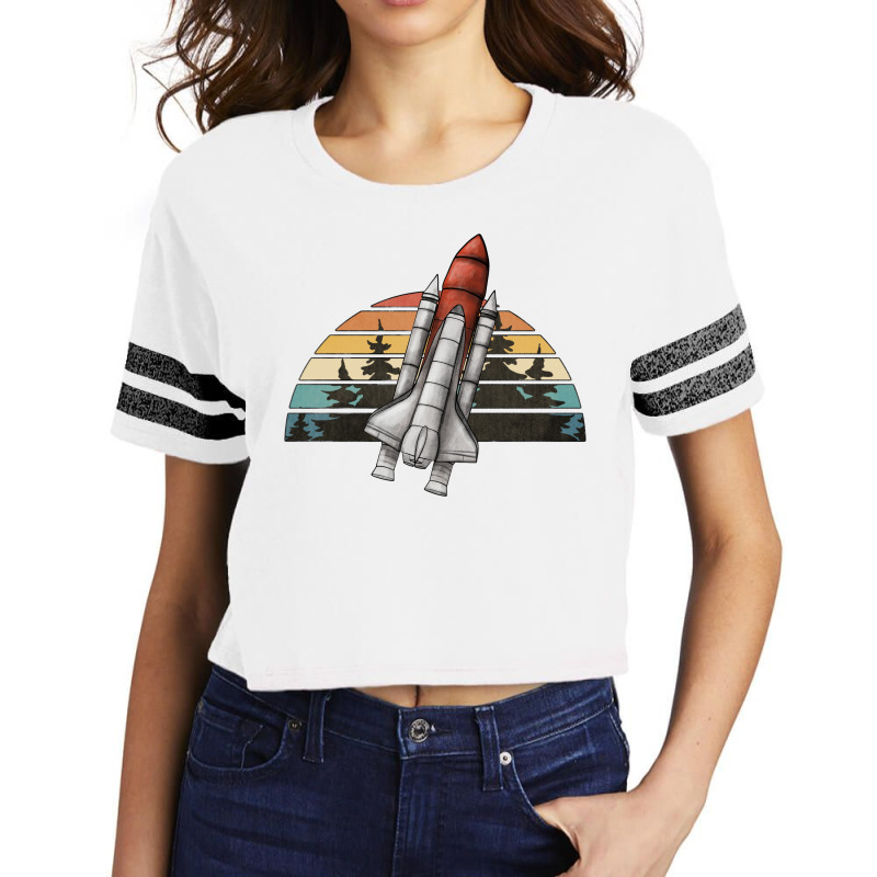 Spaceship Retro Rainbow Scorecard Crop Tee | Artistshot