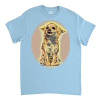 Dog Surfing On A Surfboard Weasses  At The Ocean Shore Classic T-shirt | Artistshot