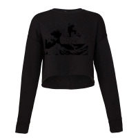 Stencil Art Of Himself Riding A Shark Cropped Sweater | Artistshot