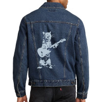 Cat Playing Guitar Men Denim Jacket | Artistshot