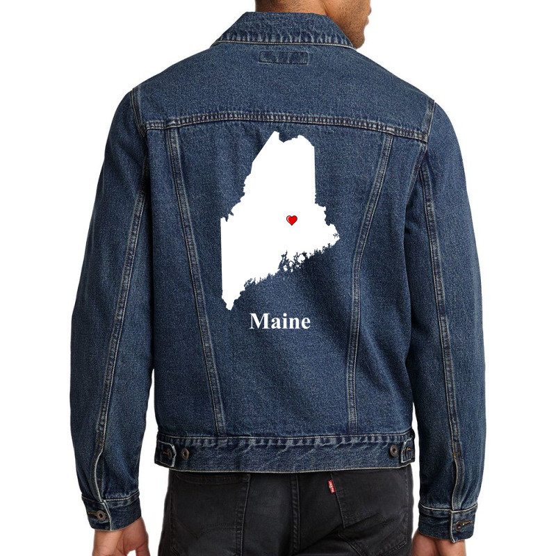 Maine Love Map Men Denim Jacket | Artistshot