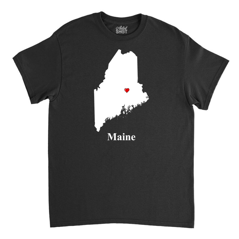 Maine Love Map Classic T-shirt | Artistshot