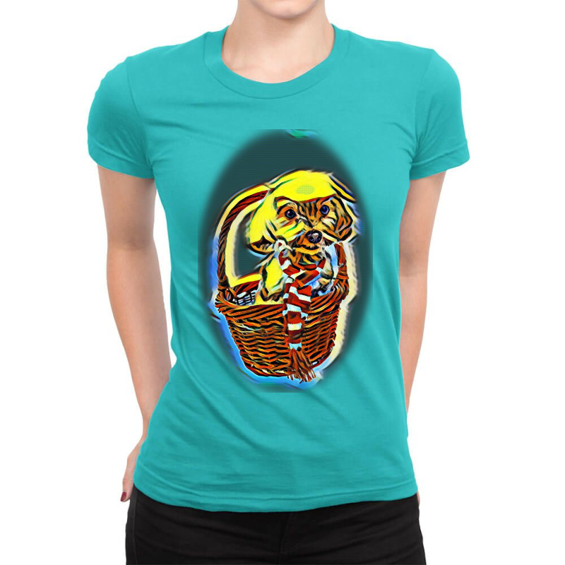 Dog With Ball Running From Che Ladies Fitted T-Shirt by Kemnabi | Artistshot