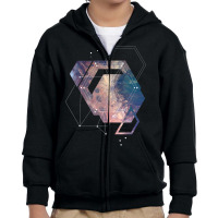 Geometric Abstract Space Art Youth Zipper Hoodie | Artistshot