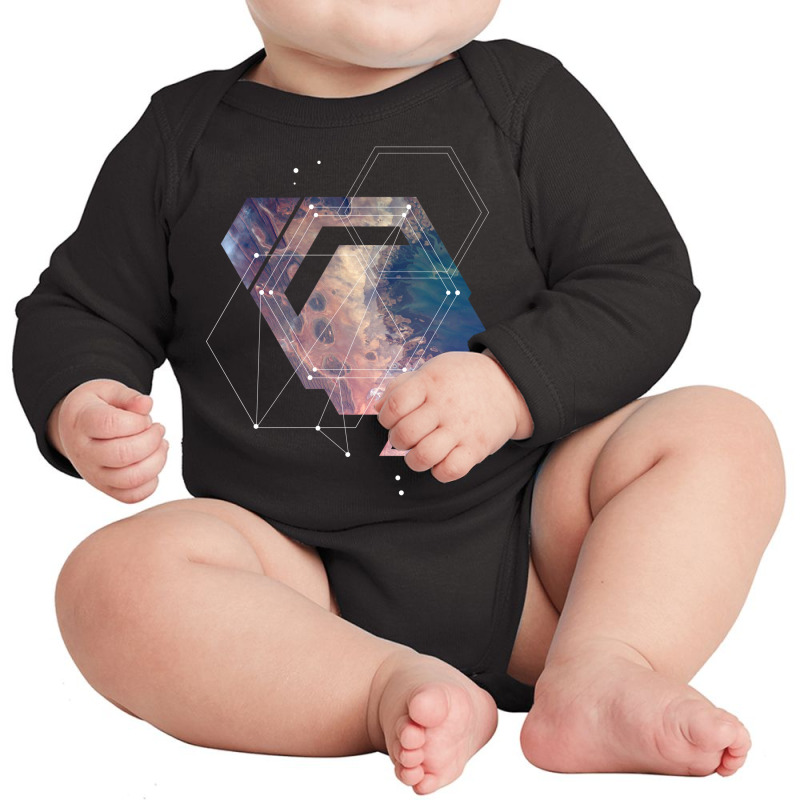 Geometric Abstract Space Art Long Sleeve Baby Bodysuit | Artistshot