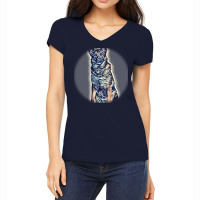 Woman Sitting On Sofa In Livitle Dog And Cat Women's V-neck T-shirt | Artistshot