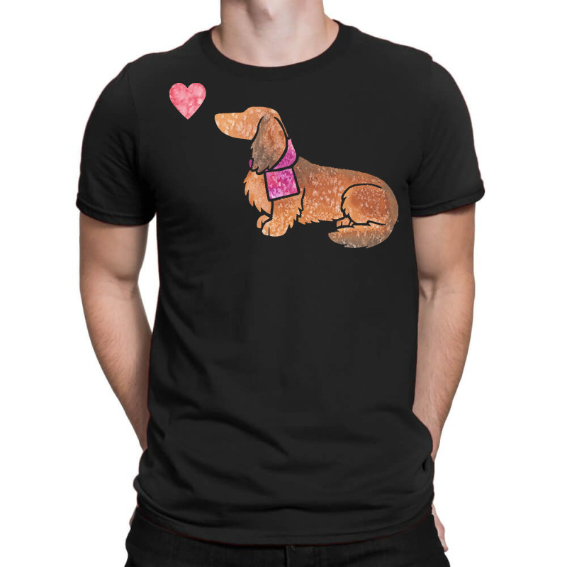 Longhaired Dachshund T  Shirt Longhaired Dachshund Watercolour T  Shir T-shirt | Artistshot