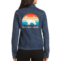 Petit Basset Griffon Vendeen T  Shirt Live Love Bark Petit Basset Grif Ladies Denim Jacket | Artistshot