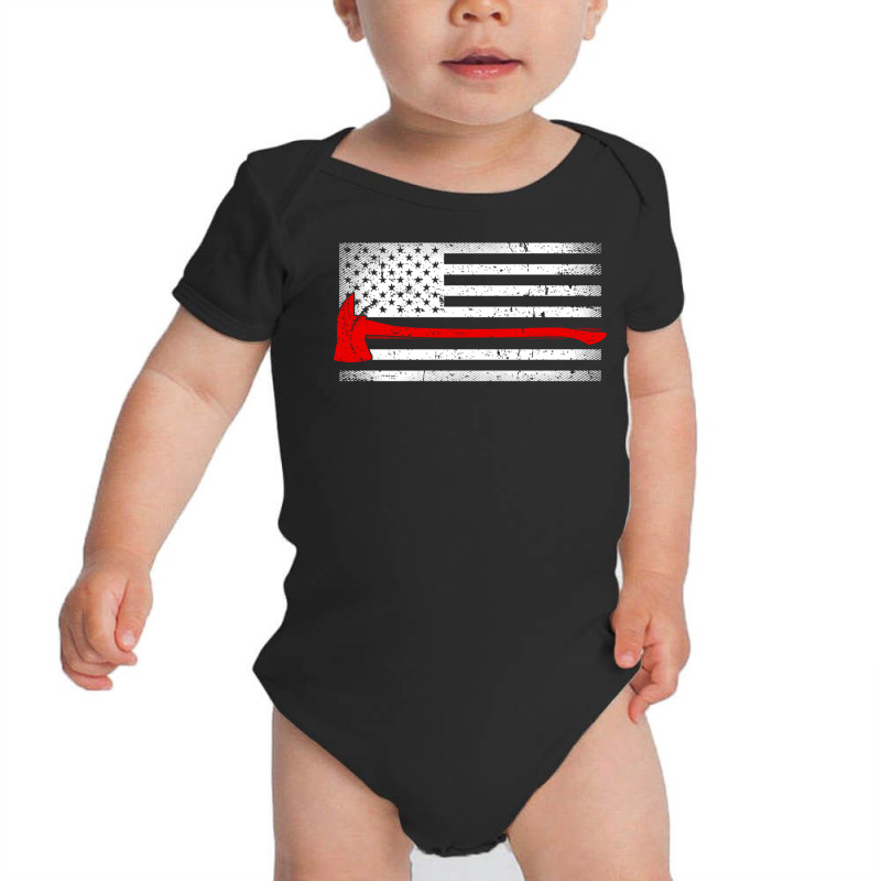 American Flag Fire Fight Red Axe Patriotic Gifts For Fireman Pullover Baby Bodysuit by tamkyfashions | Artistshot