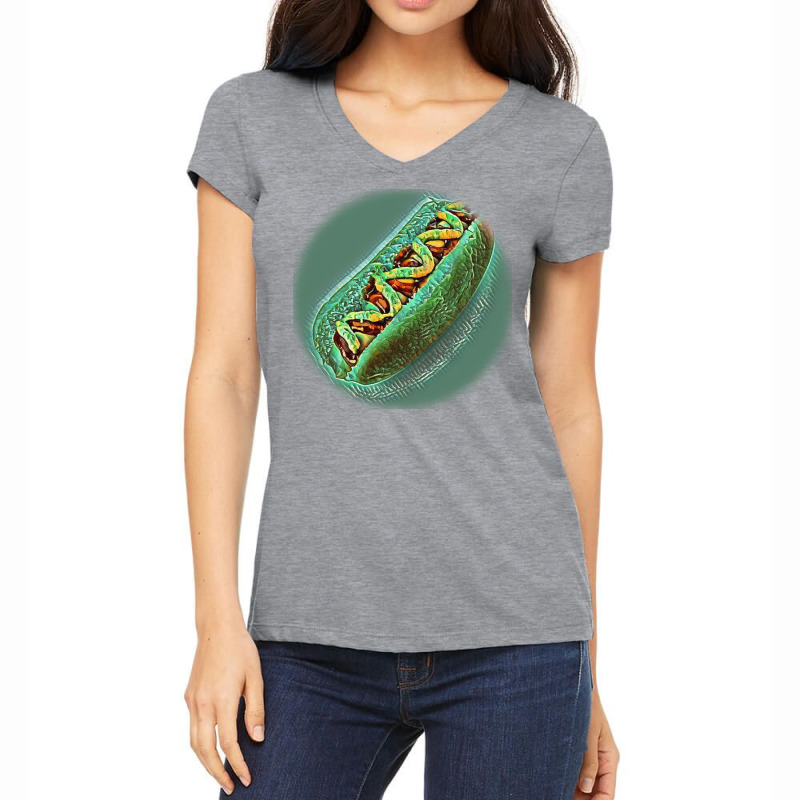 Hot Dog With Mustard And Ketc Women's V-Neck T-Shirt by Kemnabi | Artistshot