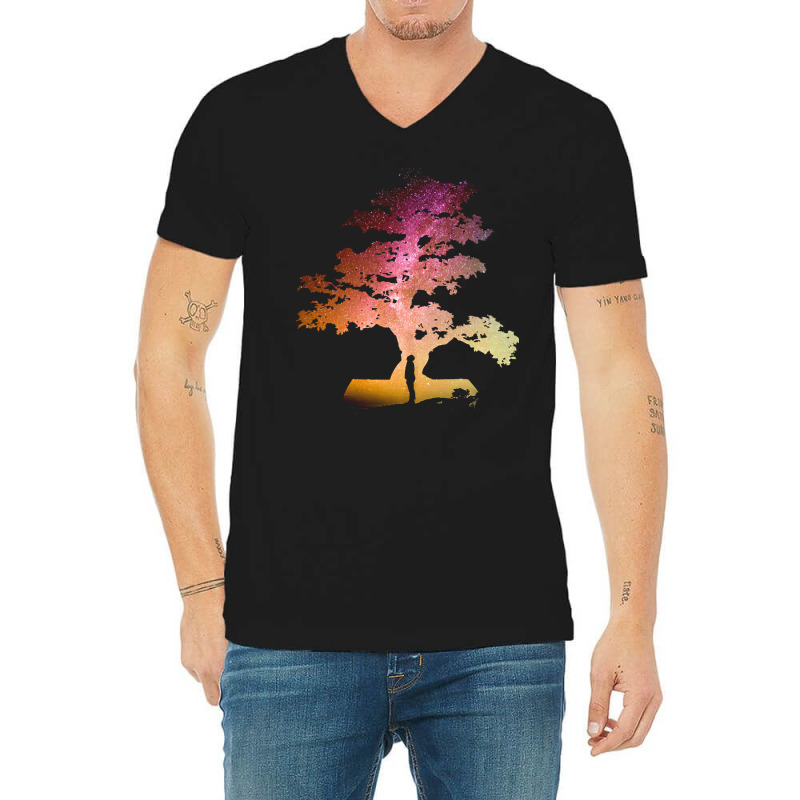 Bonsai Tree T  Shirt Bonsai Tree Milky Way Galaxy Design T  Shirt V-Neck Tee by antwanbartell660 | Artistshot