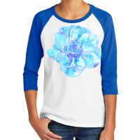 Blue Anemone Flower Painting Red Green Flower Red Green Abstract Water Youth 3/4 Sleeve | Artistshot