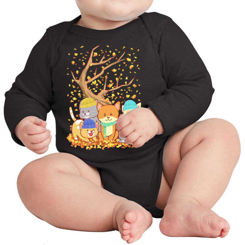 Cats T  Shirt Cats Fall Autumn Leaf Tree Lover Season Fan Enjoy T  Shi Long Sleeve Baby Bodysuit by ava44194 | Artistshot