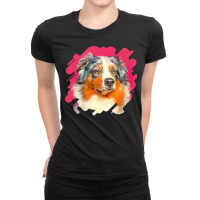 Australian Shepherd T  Shirt Australian Shepherd   Blue Merle Portrait Ladies Fitted T-shirt | Artistshot