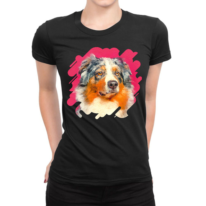 Australian Shepherd T  Shirt Australian Shepherd   Blue Merle Portrait Ladies Fitted T-Shirt by lgraham760 | Artistshot