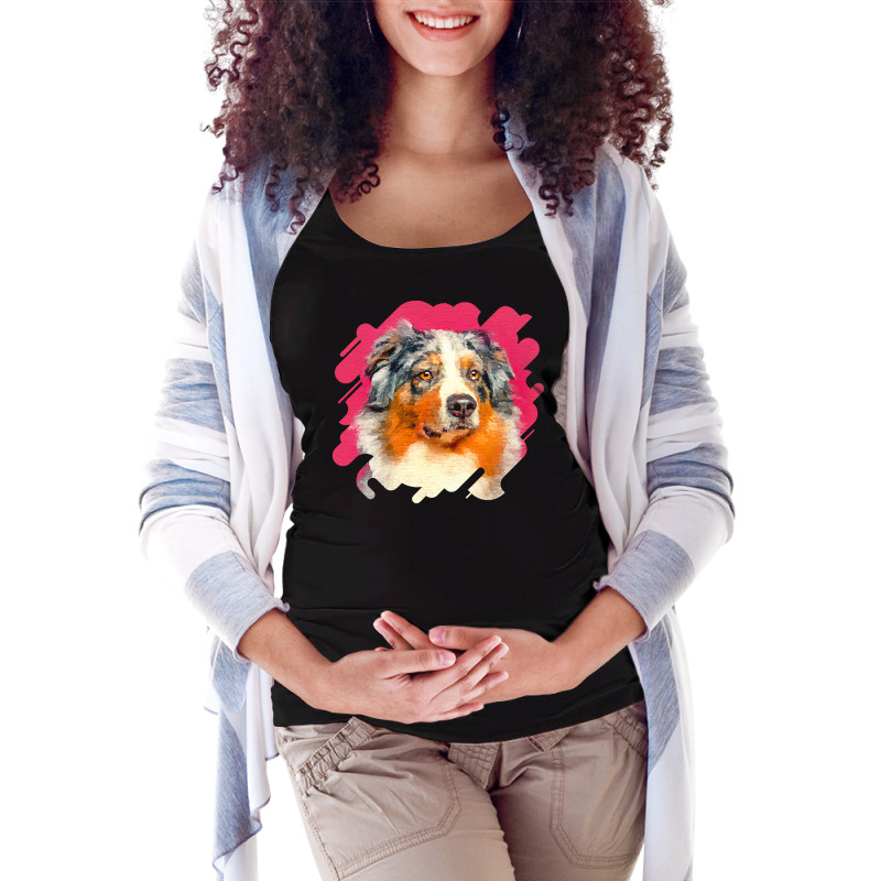 Australian Shepherd T  Shirt Australian Shepherd   Blue Merle Portrait Maternity Scoop Neck T-shirt by lgraham760 | Artistshot