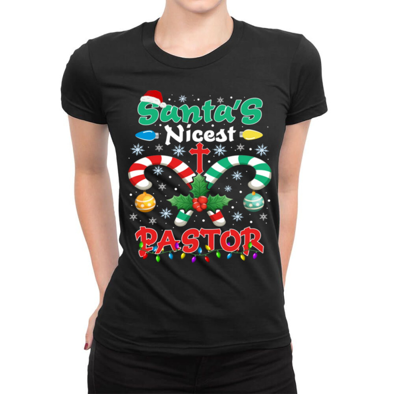 Santa's Nicest Pastor Christmas Ladies Fitted T-Shirt by kakashop | Artistshot