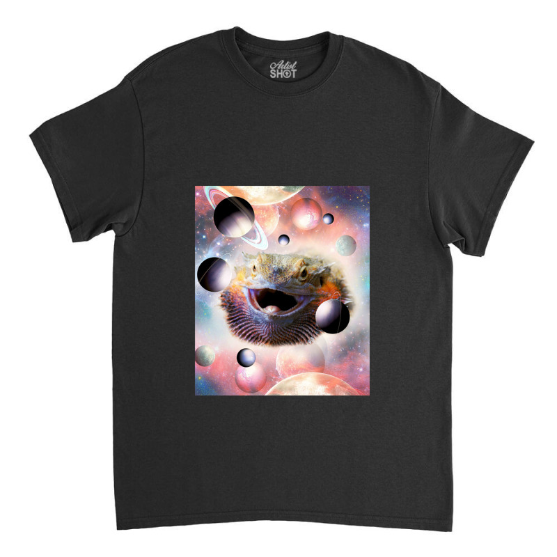 Space Galaxy Bearded Dragon Lizard Face Classic T-shirt by mrdjpancake | Artistshot