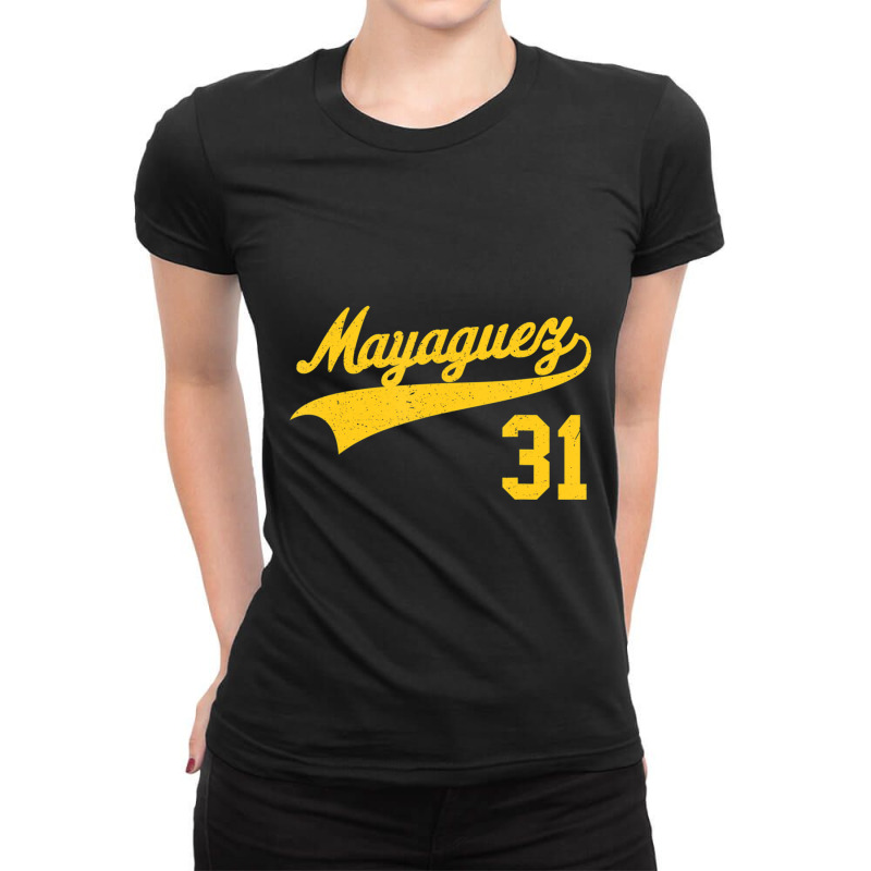 Mayaguez Baseball Jersey Beisbol Puerto Rico Ladies Fitted T-Shirt by bummercaught | Artistshot