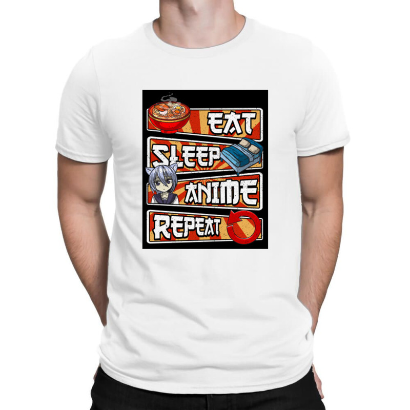 Eat Sleep Anime Repeat Cute Anime Obsessed   Eat Sleep Anime Repeat T-Shirt by mrdjpancake | Artistshot